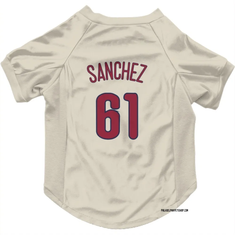 Philadelphia Phillies Cristopher Sanchez Cream Pet Jersey for Dog & Cat
