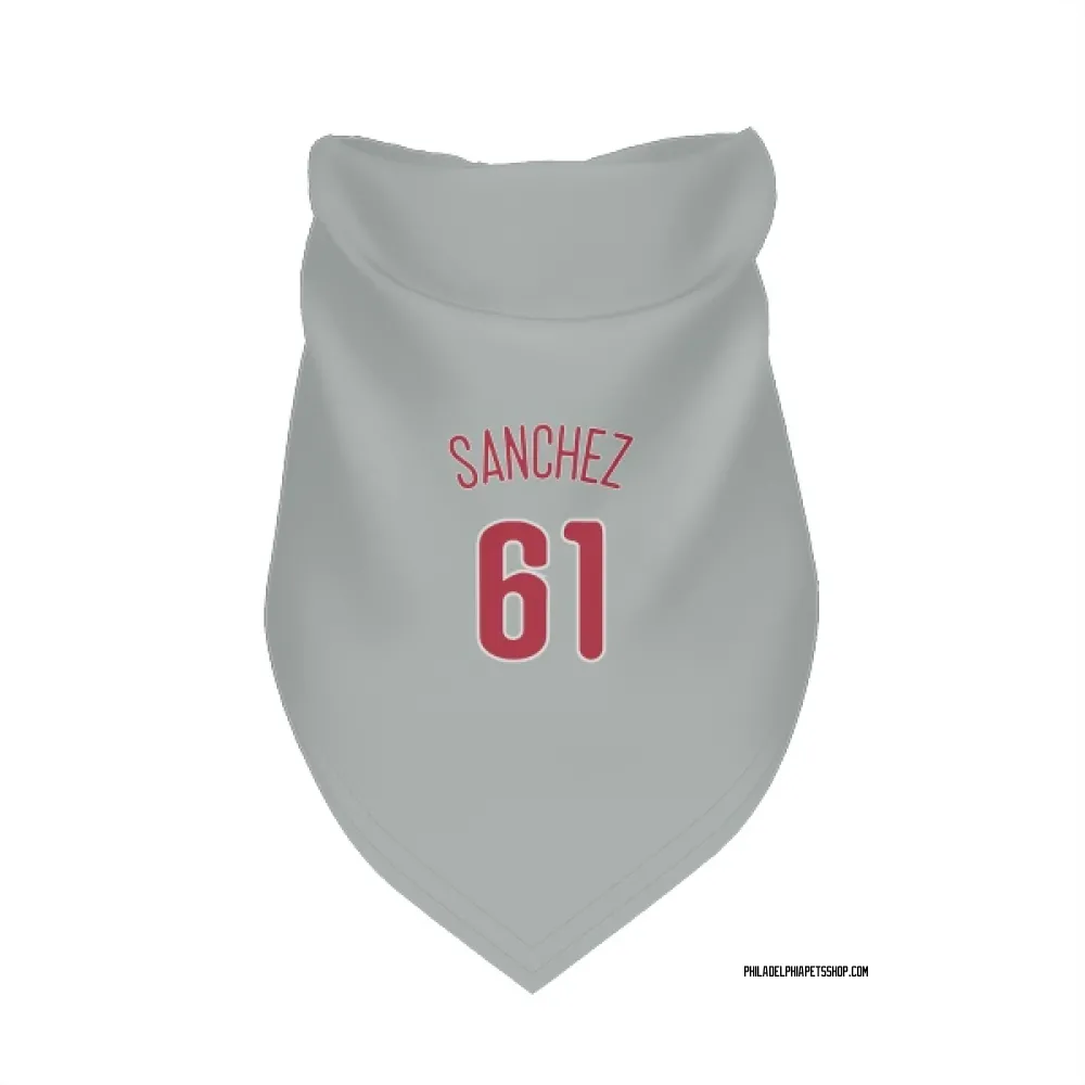 Philadelphia Phillies Cristopher Sanchez Gray Pet Bandana for Dog & Cat