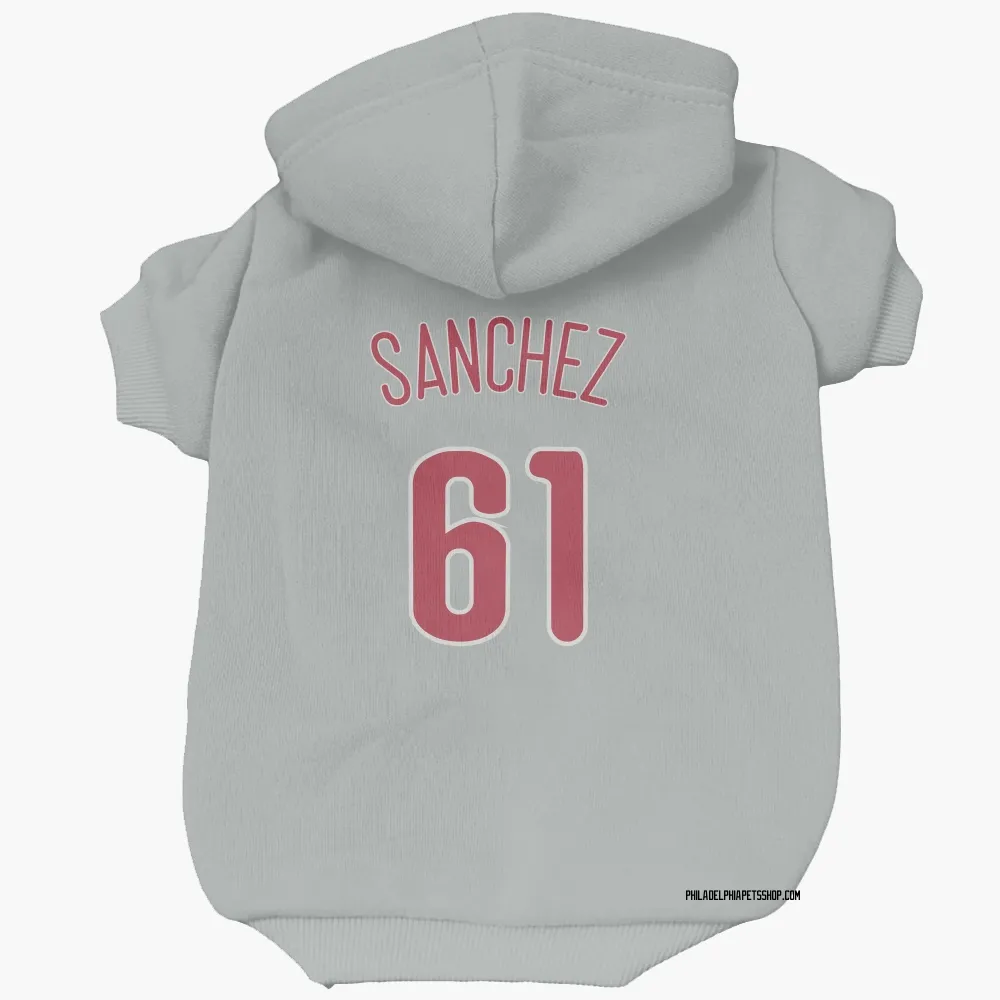 Philadelphia Phillies Cristopher Sanchez Gray Pet Hoodie for Dog & Cat