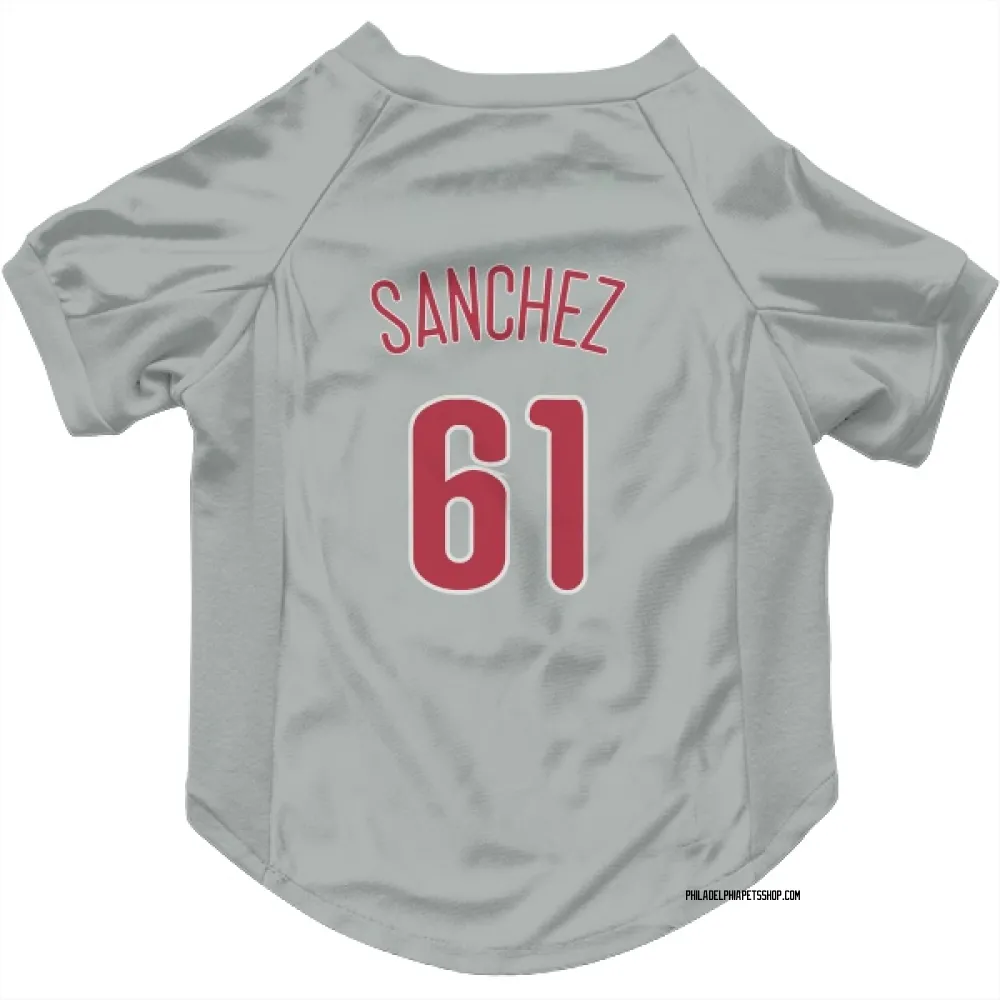 Philadelphia Phillies Cristopher Sanchez Gray Pet Jersey for Dog & Cat