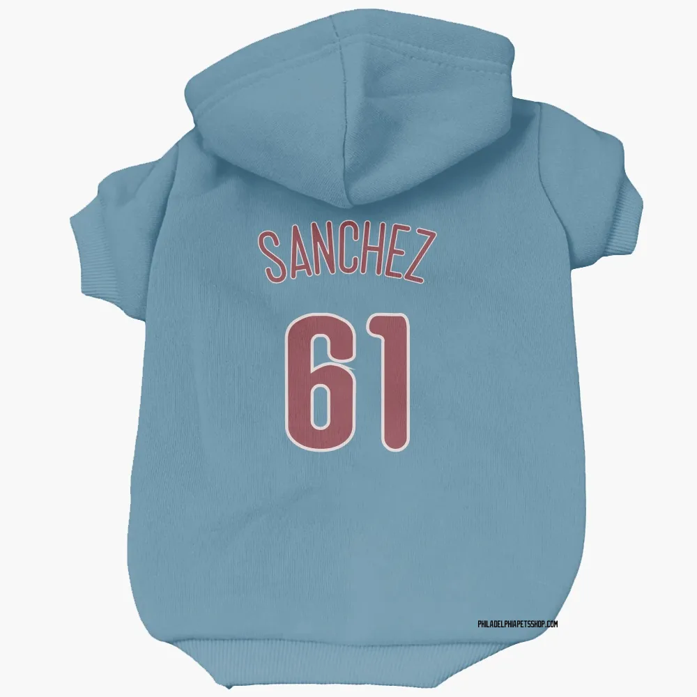 Philadelphia Phillies Cristopher Sanchez Light Blue Pet Hoodie for Dog & Cat