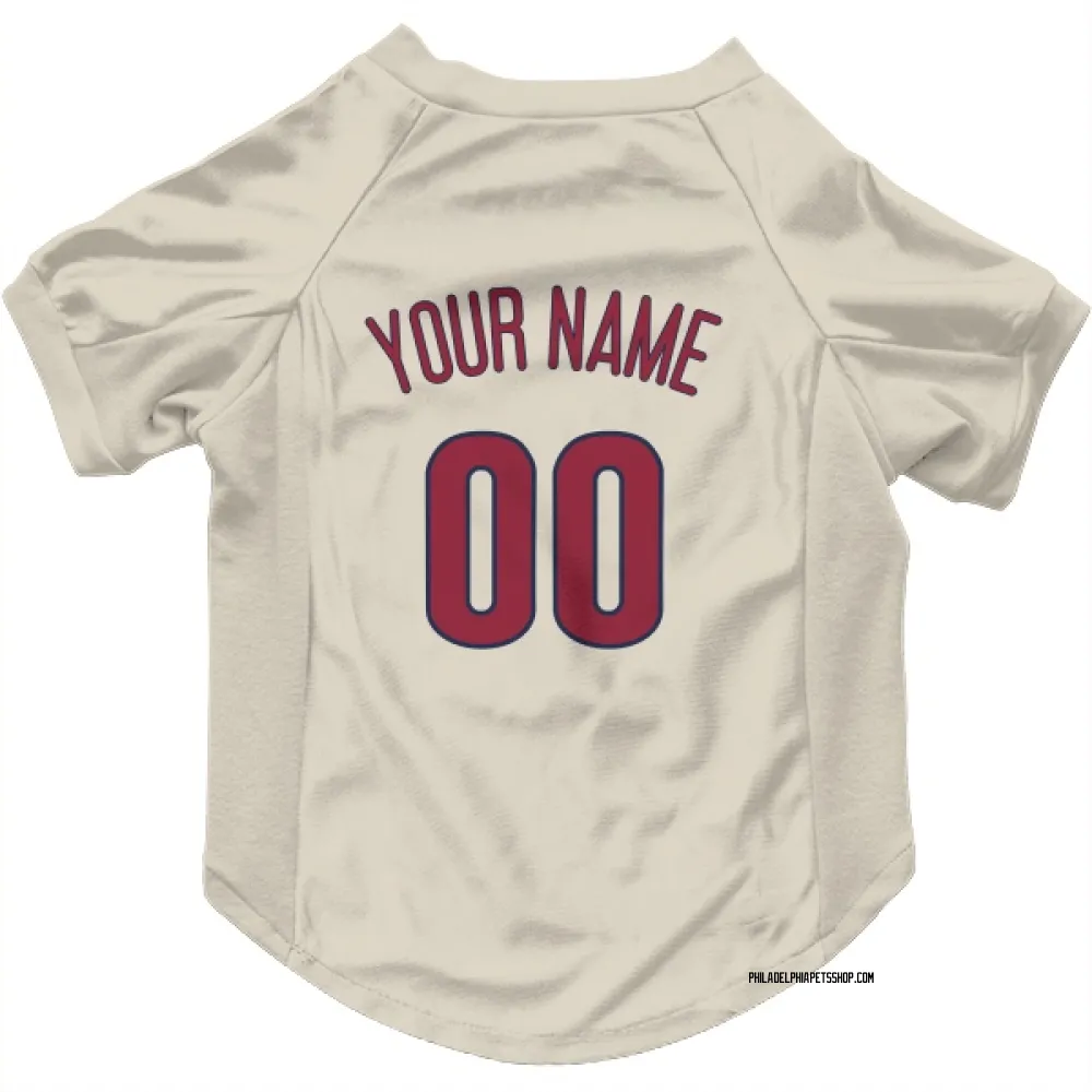 Philadelphia Phillies Custom Cream Pet Jersey for Dog & Cat