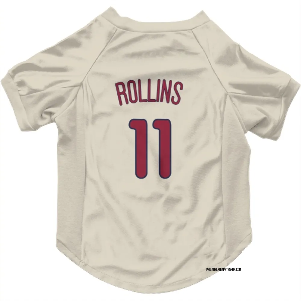 Philadelphia Phillies Jimmy Rollins Cream Pet Jersey for Dog & Cat