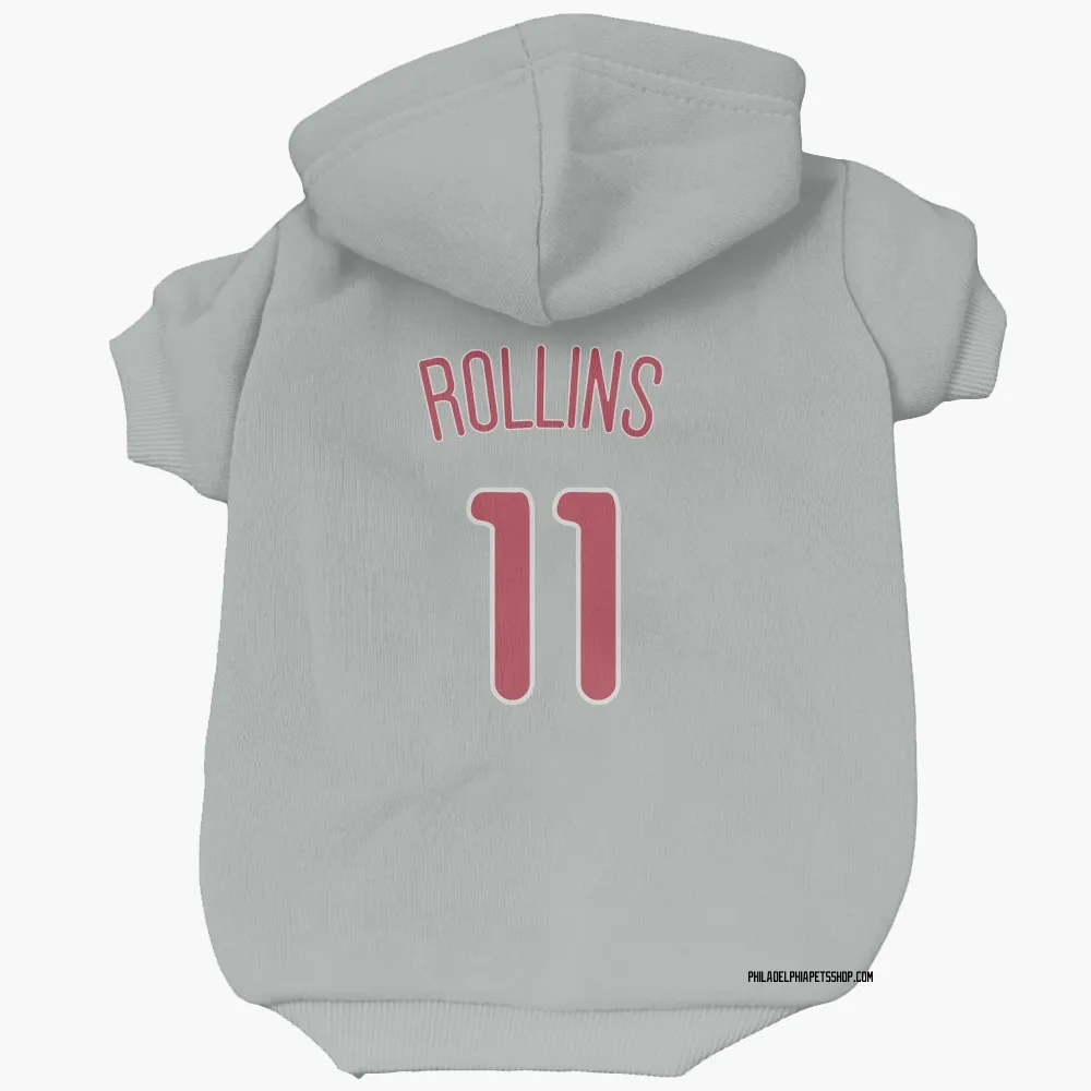 Philadelphia Phillies Jimmy Rollins Gray Pet Hoodie for Dog & Cat