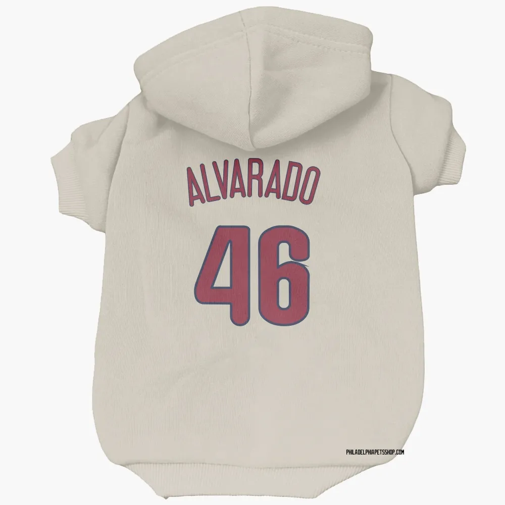 Philadelphia Phillies Jose Alvarado Cream Pet Hoodie for Dog & Cat