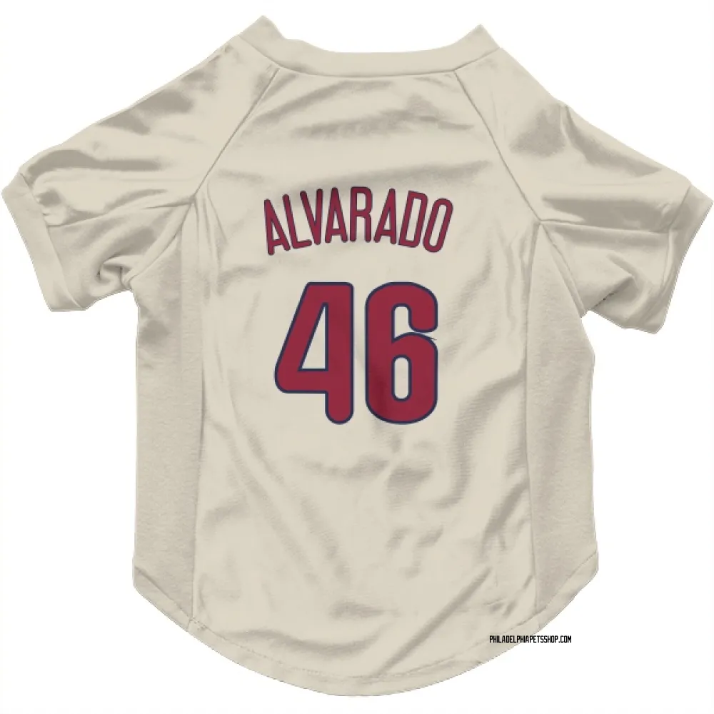 Philadelphia Phillies Jose Alvarado Cream Pet Jersey for Dog & Cat