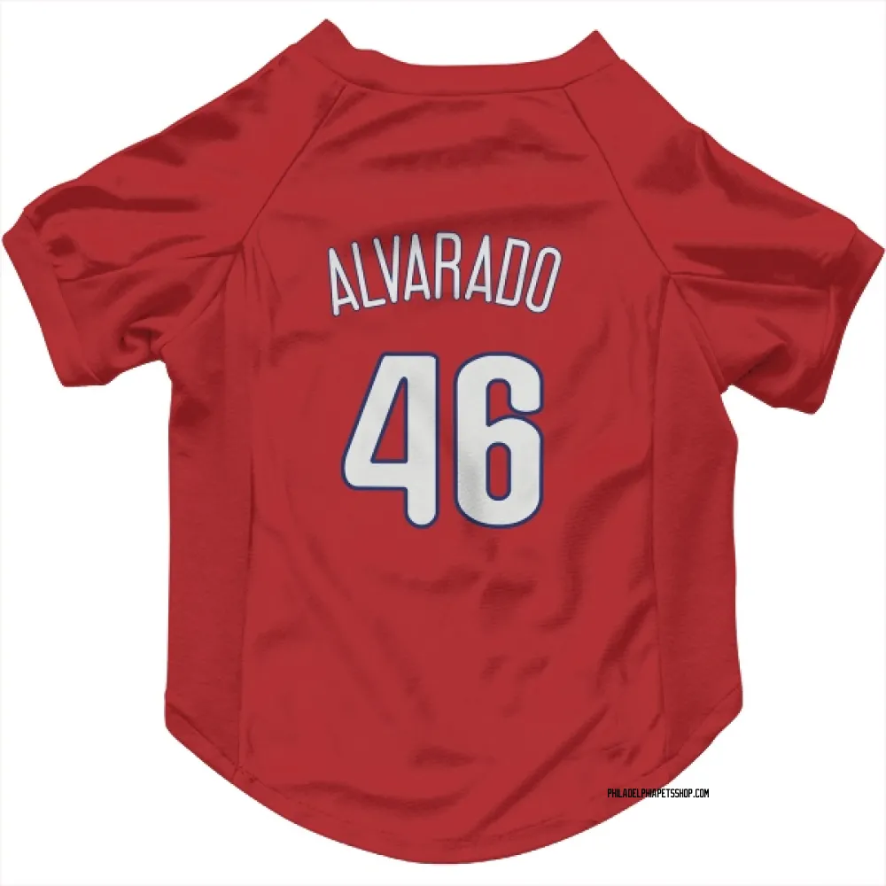 Philadelphia Phillies Jose Alvarado Red Pet Jersey for Dog & Cat