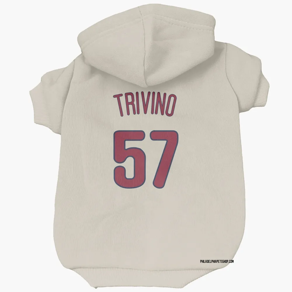 Philadelphia Phillies Lou Trivino Cream Pet Hoodie for Dog & Cat