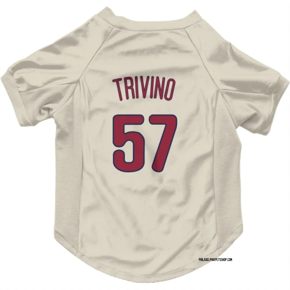 Philadelphia Phillies Lou Trivino Cream Pet Jersey for Dog & Cat