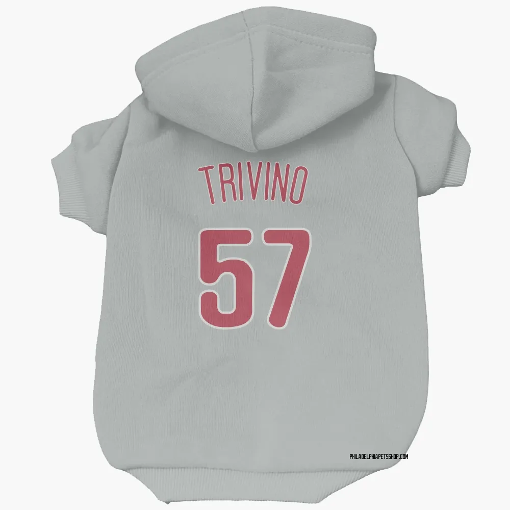 Philadelphia Phillies Lou Trivino Gray Pet Hoodie for Dog & Cat