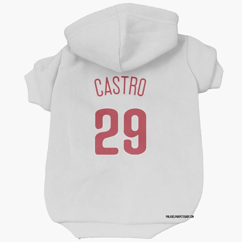 Philadelphia Phillies Rodolfo Castro Scarlet Pet Hoodie for Dog & Cat