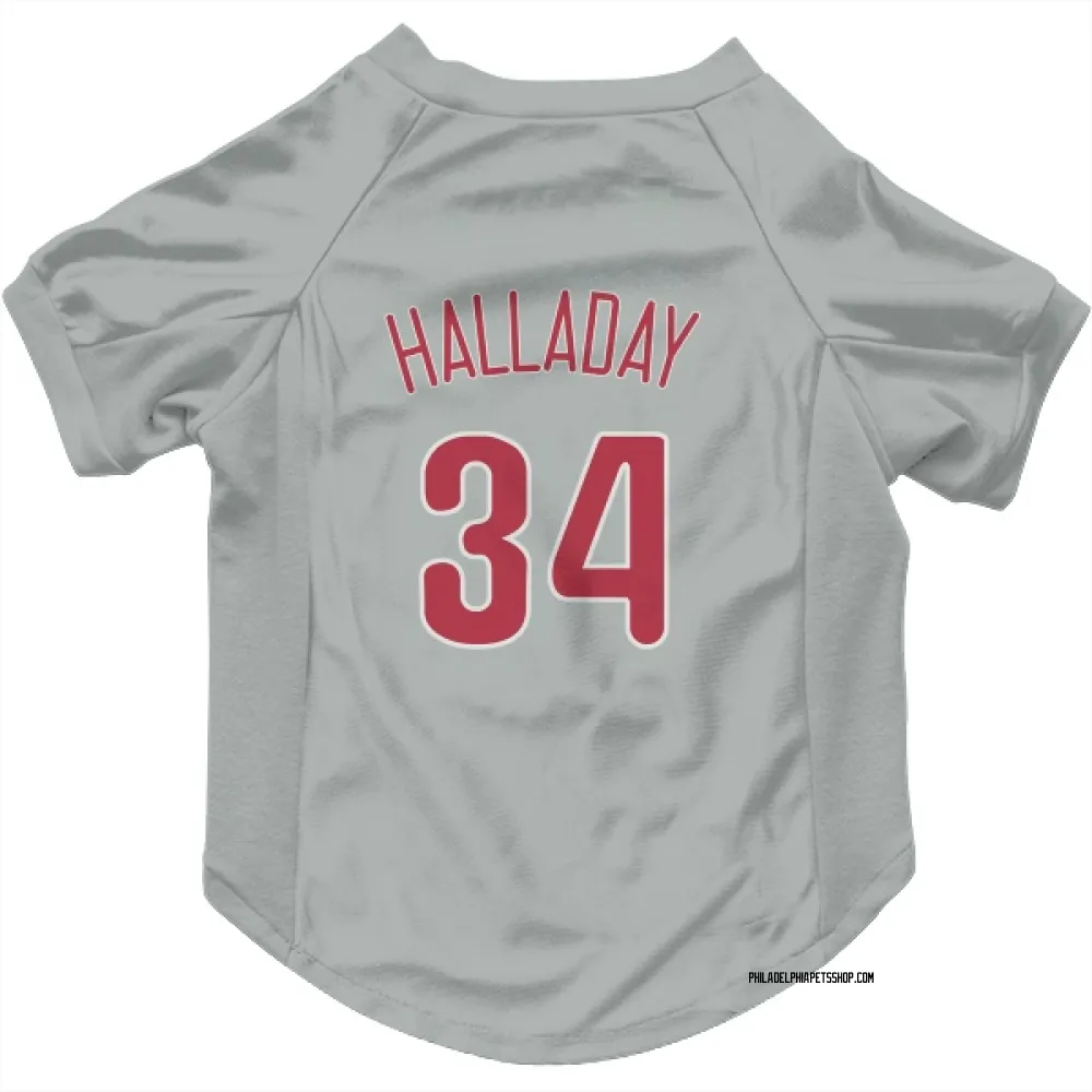 Philadelphia Phillies Roy Halladay Gray Pet Jersey for Dog & Cat