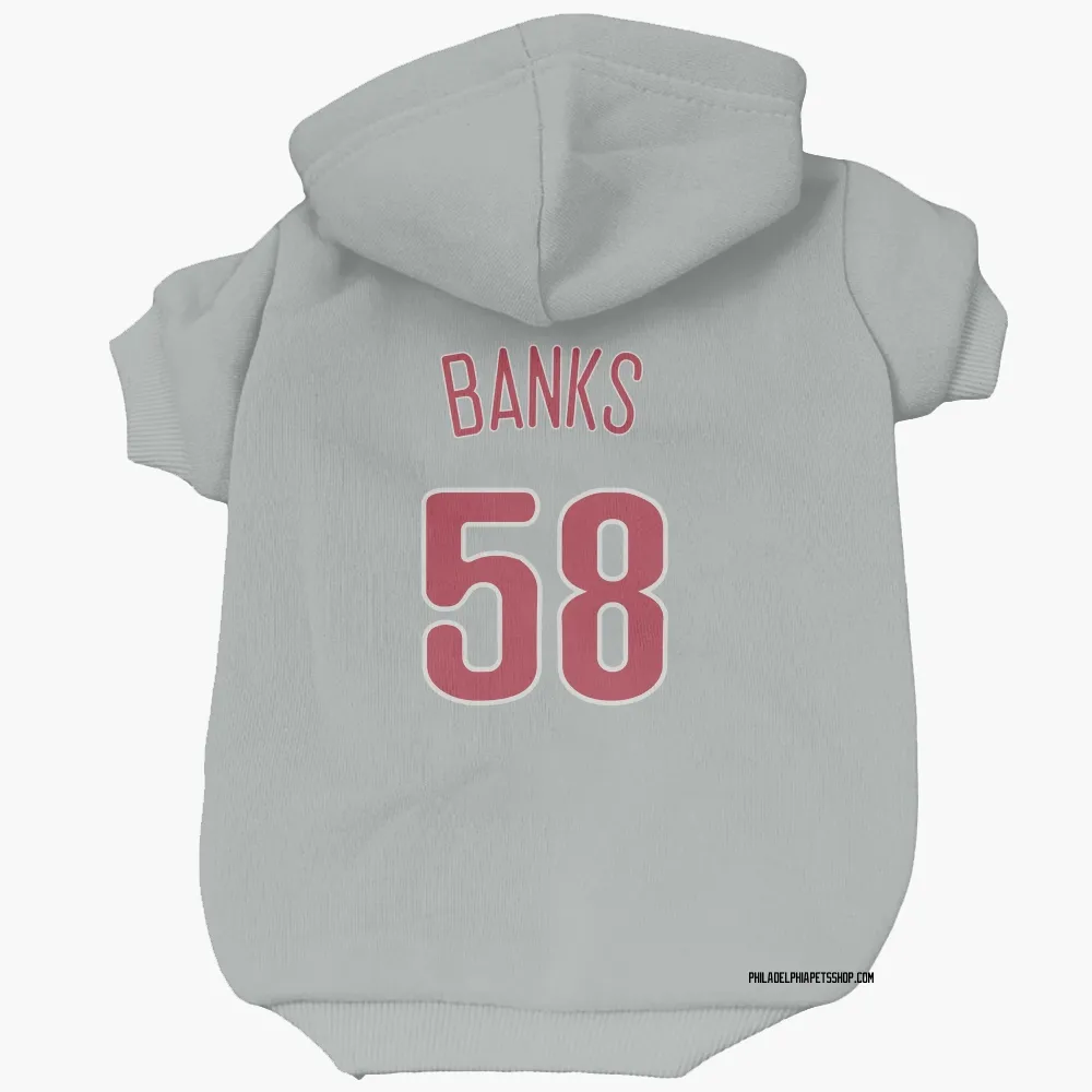 Philadelphia Phillies Tanner Banks Gray Pet Hoodie for Dog & Cat