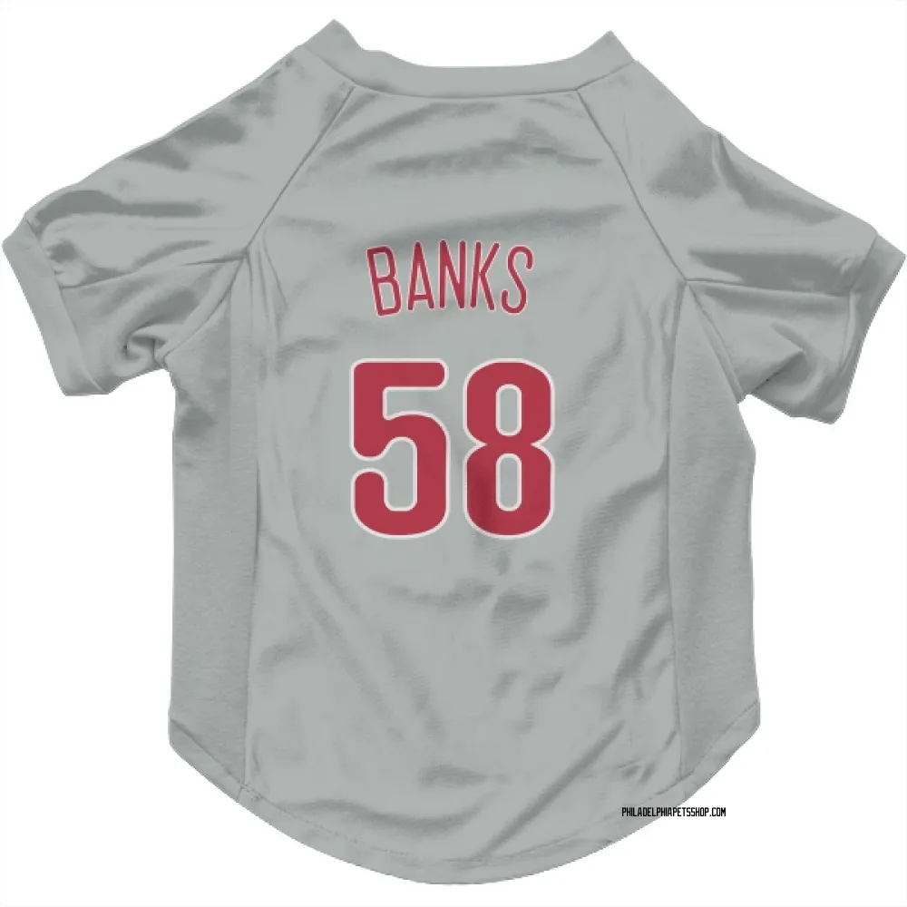 Philadelphia Phillies Tanner Banks Gray Pet Jersey for Dog & Cat