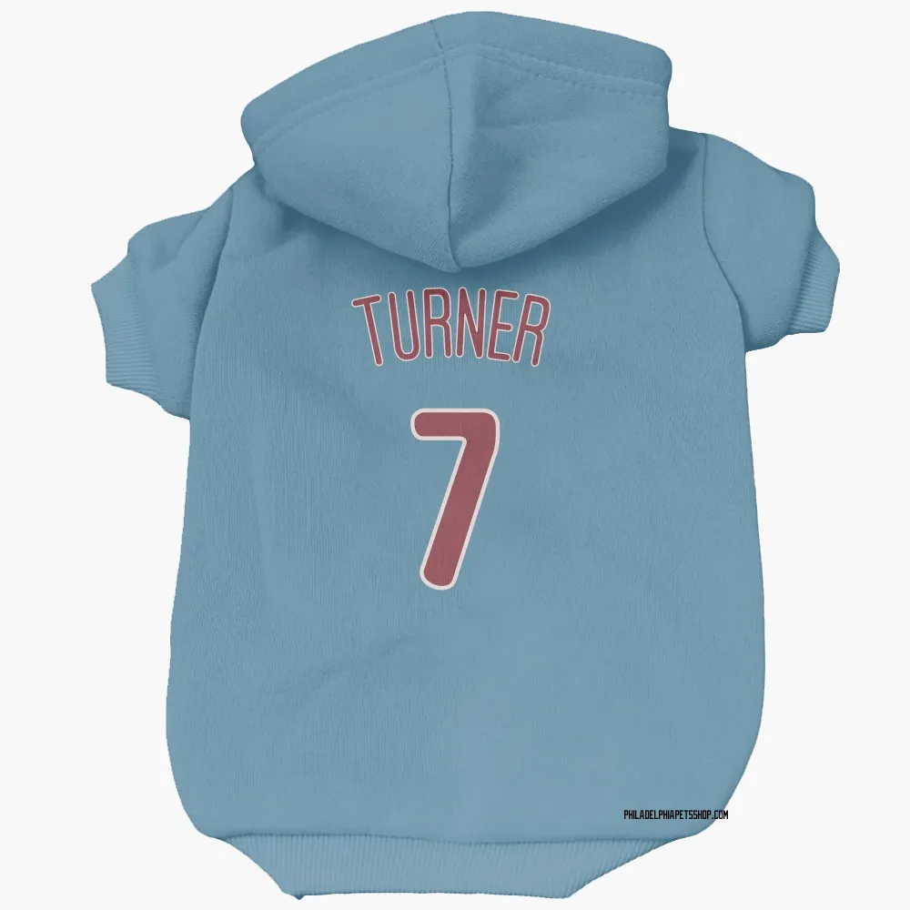 Philadelphia Phillies Trea Turner Light Blue Pet Hoodie for Dog & Cat